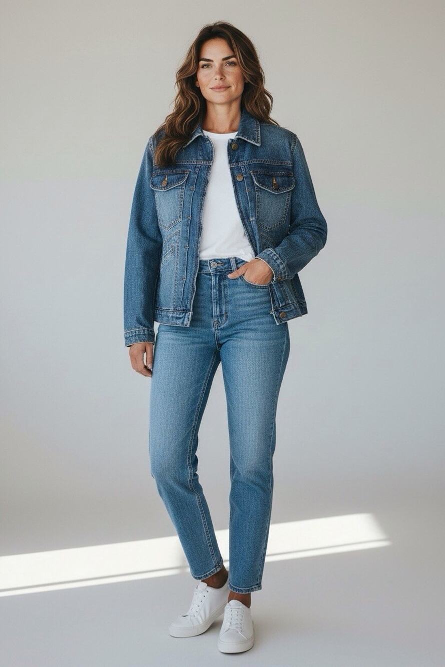 Villager Stretch Jean Jacket Denim Medium Blue Youth Size 16 Boho Western